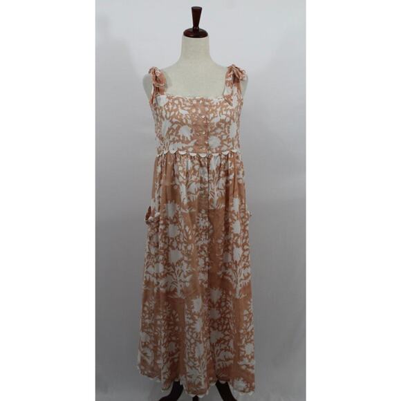 JULIET DUNN Sz 2 6/8 M Palladio Jaipur Pink Ric Rac Trim Tie Shoulder Midi Dress - Picture 10 of 11